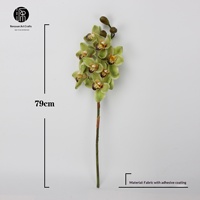 Orchidées artificielles D-210, fleurs artificielles au toucher réel, 8 têtes, grande orchidée en soie Cymbidium, fleurs artificielles pour la décoration de mariage et de la maison