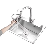 Évier de cuisine en acier inoxydable SUS304, 32 pouces, à montage sur plan, simple bac, finition brossée, avec logo personnalisé, vente en gros