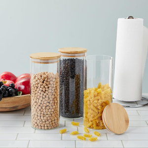 ขายส่งครัว 12 ชิ้นแก้ว Borosilicate เครื่องเทศขวดเก็บชุดพร้อมฝาไม้ไผ่ - Product Image 4