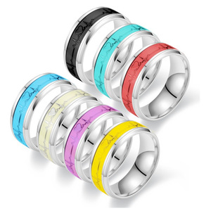 Roestvrijstalen Lichtgevende Hartslag <span class=keywords><strong>Ring</strong></span> <span class=keywords><strong>Ecg</strong></span> Paar <span class=keywords><strong>Ring</strong></span> Europese Sieraden Voor Dames En Heren - Product Image 2