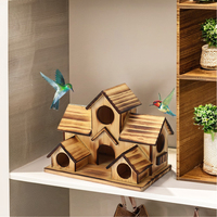 Maison d'oiseau en bois à 6 trous Nichoir en bois suspendu extérieur pour jardin extérieur Nid d'oiseau Cage à oiseaux