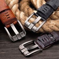Ceinture en cuir véritable pour homme de haute qualité avec boucle à ardillon en métal vintage à motif crocodile, ceinture de taille en cuir tendance