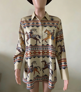 Camicia Vintage da Donna Stile Azteco Western Edmonton, Blusa Casual a Maniche Lunghe con Stampa Tribale e Bottoni, <span class=keywords><strong>Top</strong></span> per Attività all'Aperto 2026 - Product Image 2
