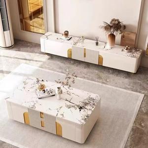 Mueble de <span class=keywords><strong>TV</strong></span> Rectangular Contemporáneo de Madera para Sala de Estar, Mueble para el Hogar con Almacenamiento, Mueble de <span class=keywords><strong>TV</strong></span> Largo Moderno de Lujo con Tapa de Pizarra - Product Image 4