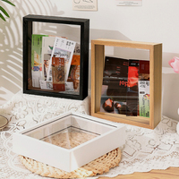 Cadre photo carré A4 fait main boîte d'ombre en bois double face avec plexiglas métal affichage billet Collection décor à la maison