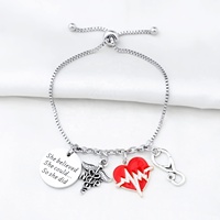CuStom Styles Soins Infirmiers Médicaux Émail Charmes ECG Stéthoscope NP RN Ailes Coeur Bracelet pour Infirmière Accessoires Cadeau