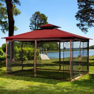 Soffitto di ricambio per padiglione da giardino esterno impermeabile, rosso vino con prese d'aria, sostituire il gazebo per terrazza capannone - Product Image 6