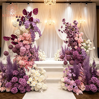 Ensemble de fleurs artificielles détachables en soie blanc, rose et violet, moderne et élégant, pour décoration d'arche de mariage, taille personnalisée, pour salon