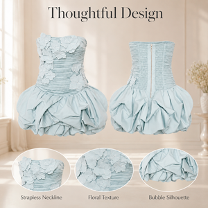 Robe de cocktail bustier mini élégante en spandex tissé avec détails floraux 3D pour <span class=keywords><strong>occasions</strong></span> festives – Fournisseur en gros - Product Image 3