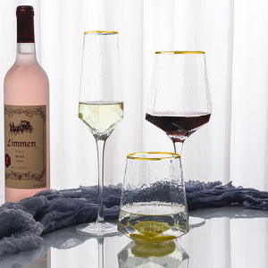 Óculos de vidro martelado, óculos para vinho martelado, em forma de diamante, dourado/prateado, 2020 - Product Image 2