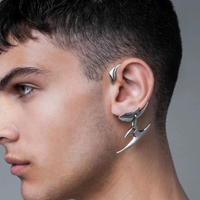 Boucles d'oreilles clips vintage géométriques pour femme, tendance, brillantes, sans perçage, fausses manchettes d'oreille, style cyberpunk hip-hop, clips d'oreille irréguliers