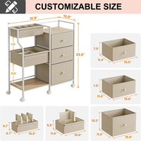 Organiseur et rangement pour bébé avec séparateurs et tiroirs Chariot utilitaire à roulettes pour chambre d'enfant, chambre à coucher, table à langer et berceau