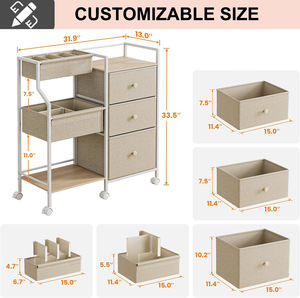 Organiseur et rangement pour bébé avec séparateurs et tiroirs Chariot utilitaire à roulettes pour chambre d'enfant, chambre à coucher, table à langer et berceau - Product Image 2