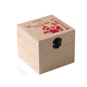 Unfinished Cheap Square <strong>Wooden</strong> <strong>Box</strong> Christmas Kids Gift Wood Coin <strong>Money</strong> Saving <strong>Box</strong> - Product Image 1