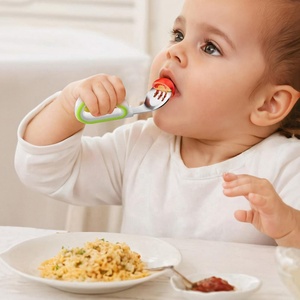 Cuchara y Tenedor de Silicona <span class=keywords><strong>para</strong></span> Bebés, con Mango de Silicona, de Acero Inoxidable 316, Juego de Cuchara y Tenedor Curvos <span class=keywords><strong>para</strong></span> Bebés - Product Image 5