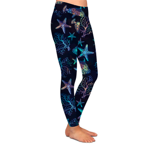 2025 nuovo arrivo stella multicolore pesce corallo pesce marino creatura digitale Leggings stampati per le donne - Product Image 3