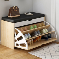 Meuble à chaussures et armoire en bois moderne personnalisé à 3 niveaux, grande capacité, gain de place, avec design à rabat pour salon et couloir