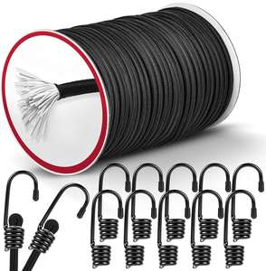 Kit de Cordón de Macramé Reforzado con Revestimiento Trenzado - 6 mm de Diámetro, Longitud Personalizable, Cordón Elástico Negro para Kayak, Portabicicletas, Prendas de Vestir - Product Image 1