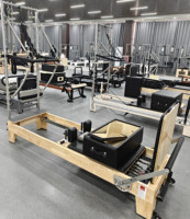Reformer de Pilates de Madera de Roble con Media Torre Trapecio para Estudios, Gimnasios y Centros de Rehabilitación, Entrenamiento de Core