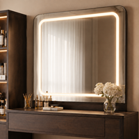 Coiffeuse moderne personnalisée avec miroir LED, tiroirs et armoire de rangement - Meuble de chambre en bois