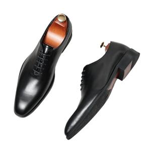 Zapatos Oxford de moda de gama alta de cuero genuino hechos a mano personalizados para hombres otoño boda negocios ocasiones formales antideslizantes - Product Image 3