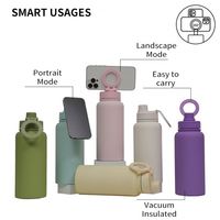 Botol air termos Stainless Steel, botol termal dinding ganda portabel, termos terisolasi, cincin magnetik dinding ganda untuk