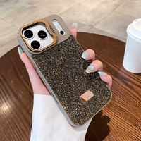 Coque de téléphone antichoc avec support d'appareil photo et placage pailleté pour iPhone 17 Pro Max 16 Pro Max – Accessoire Housse de protection