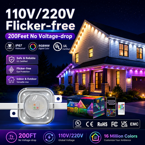 Módulo LED Inteligente de 220V, 5050SMD, Luz para Aleros, 30 Cadenas, Resistente al Agua IP68, Foco LED para Exteriores e Interiores, RGBIC, Control por Música - Product Image 1