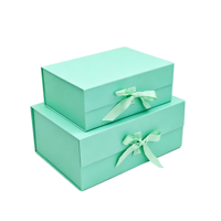 Coffret Cadeau Rigide Vert Menthe avec Ruban Gros-Grain Assorti et Nœud, Boîtes en Papier Personnalisables avec Logo pour Mariage, Baby Shower, Fête
