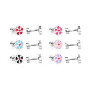 แฟชั่นต่างหูรูปดอกไม้สีสันสดใสสแตนเลสสตีลต่างหูสำหรับผู้หญิงชุดเครื่องประดับ EA61321MS - Product Image 5