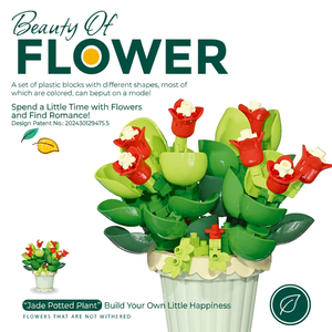 Ensemble de blocs de construction de plantes en pot en jade, 163 pièces, modèle <span class=keywords><strong>miniature</strong></span> de fleurs en plastique à assembler, décoration de bureau, cadeau - Product Image 2