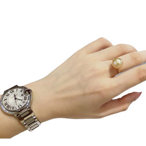 Nouvelle bague en or naturel G18k avec perle, style polyvalent, 11-12 mm, bague épaisse sans défaut avec bouche de bague réglable pour les navetteurs - Product Image 5