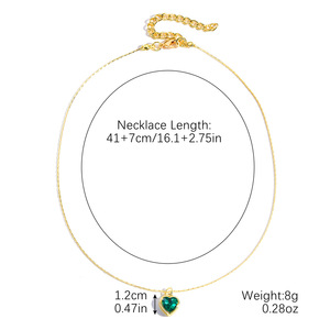 Collier tendance plaqué or 14 carats avec breloques cœur en strass multicolore Collier avec cristaux verts en forme de cœur <span class=keywords><strong>pour</strong></span> femmes - Product Image 4