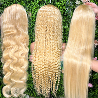 13x6 Body Wave untuk Wig Rambut Lurus Pirang Madu Eropa Remy Hair Wanita Bleach Knots