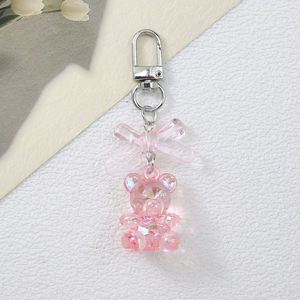 Llaveros de coche de acrílico transparente con diseño de oso, colgante de oso de dibujos animados 3D, accesorios para muñecas, cubierta para auriculares, adorno para bolso - Product Image 5