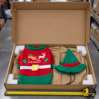 Ensemble de costumes de Noël pour animaux de compagnie MEIQIPETBABY, pull rouge et vert en forme de renne avec chapeau d'elfe, vêtements pour chien en polaire douce, tailles S-XL