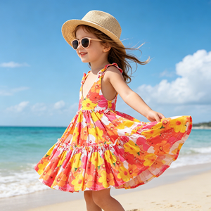 Vestido para Bebé y Niña Pequeña, Modelo CD3-6 Halter Twirl, Estilo Inglés Otoñal, Línea A, Impresión Personalizada, 95% Algodón, OEM/ODM, 3-7 Días - Product Image 4