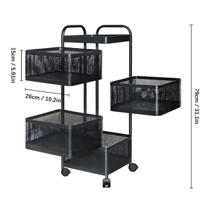 Étagère de rangement mobile professionnelle carrée à 5 niveaux, chariot utilitaire de cuisine avec roulettes - Product Image 2