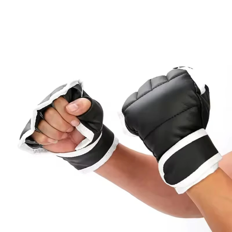 Спортивное профессиональное боксерское снаряжение MMA кожаные перчатки с полпальца Натуральная Воловья кожа прочные UFC MMA перчатки