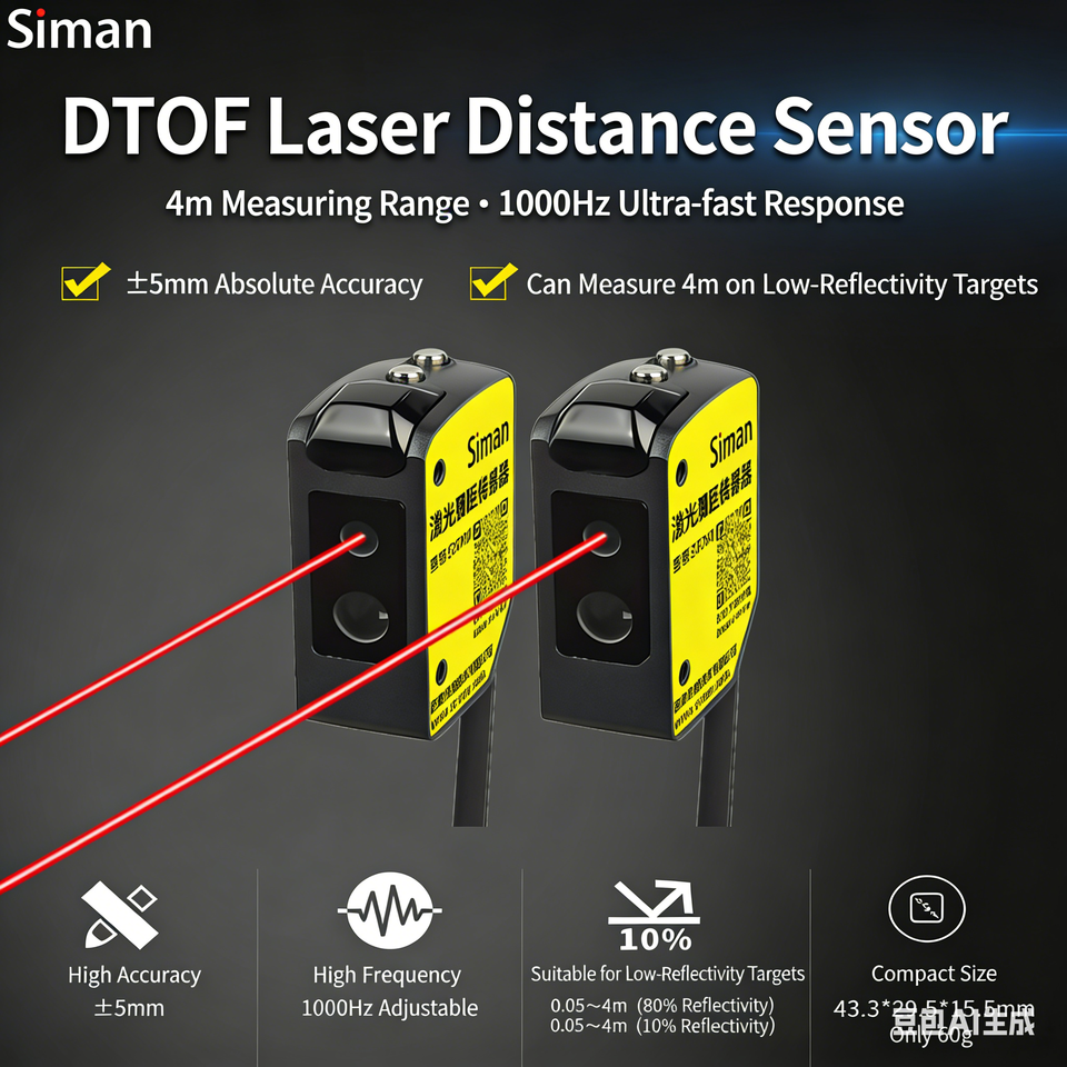 1000Hz High-Frequency Laser Distance Sensor 4m Detection Range IP65 ...