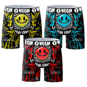 Calzoncillos bóxer de seda transpirable con logotipo personalizado para hombre, ropa interior de fibra de bambú sin costuras, impresión Digital extendida, estilo breve, cintura con logotipo - Product Image 1