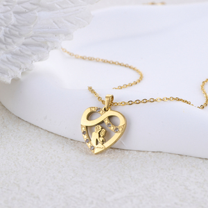 Collar con colgante de corazón chapado en oro 304 316 con circonita cúbica, joyería romántica para mujer, regalo de compromiso - Product Image 2