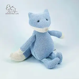 Grandfine Luxury Blue Squirrel Cotton Knitt Stuffed Plush Toy Custom squirrel Doll Soothing Kids