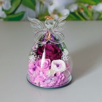 Source Nouveau Produit Élégant Grand Ange Couverture en Verre Rose pour Graduation Saint Valentin Cadeau de Noël avec Finition Fleur Éternelle