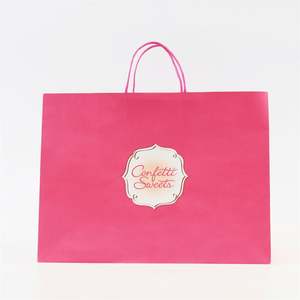 Bolsa de Papel Kraft Rosa KM Reciclable para Regalos, Manualidades y Compras, con Asa, Personalizable con su Propio Logotipo, Impresión Flexográfica de Moda - Product Image 2