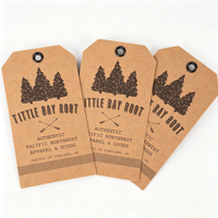 Étiquette en papier kraft brun avec logo de marque personnalisé en usine, impression UV, découpe pour vêtements et artisanat