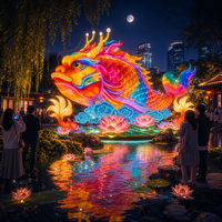 Lanternes suspendues géantes en forme de carpe dragon et de lotus, éclairages de plafond pour centres commerciaux, idéales pour le Nouvel An et les expositions commerciales