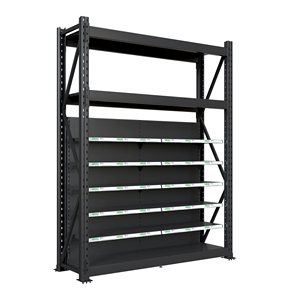 Étagères de supermarché modernes bicolores en promotion – Présentoir métallique bleu et blanc avec barrières de protection pour magasins de proximité - Product Image 1