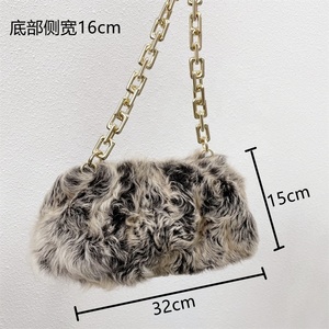 Borsa da sera cosmetica da donna in vera <span class=keywords><strong>pelliccia</strong></span> di design di lusso invernale calda personalizzata - Product Image 6