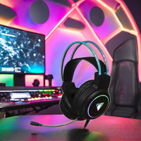 Headset Gaming Over-Ear Double Headband dengan Lampu Logo, Stereo, Kabel, untuk Gamer